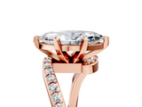 Rose gold Marquise Solitaire Twist Band with Pave Set Diamonds and Four-Prong Setting_119