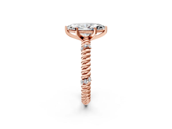 Rose gold Marquise Solitaire Twisted Band Prong Set Engagement Ring