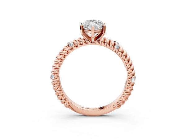 Rose gold Marquise Solitaire Twisted Band Prong Set Engagement Ring