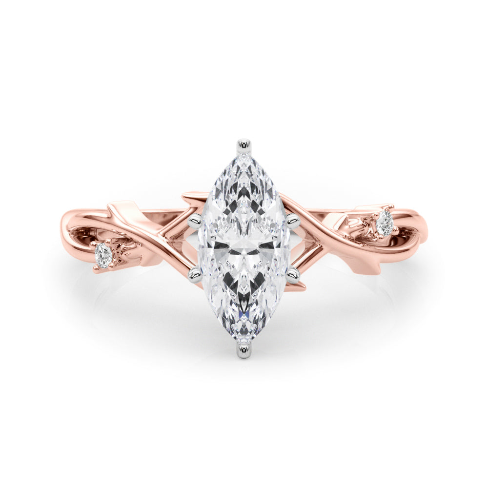 Rose gold Marquise Solitaire Twisted Band Prong Setting Ring 1