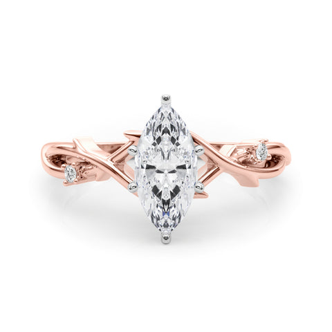 Rose gold Marquise Solitaire Twisted Band Prong Setting Ring 1