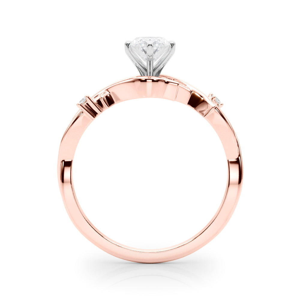 Rose gold Marquise Solitaire Twisted Band Prong Setting Ring 2