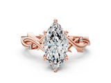 Rose gold Marquise Solitaire Twisted Band Prong Setting Ring_173