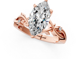 Rose gold Marquise Solitaire Twisted Band Prong Setting Ring_174