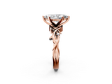 Rose gold Marquise Solitaire Twisted Band Prong Setting Ring_175