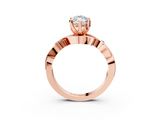 Rose gold Marquise Solitaire Twisted Band Prong Setting Ring_176