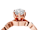 Rose gold Marquise Solitaire Twisted Band Prong Setting Ring_177