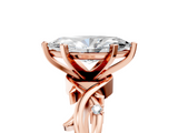 Rose gold Marquise Solitaire Twisted Band Prong Setting Ring_178