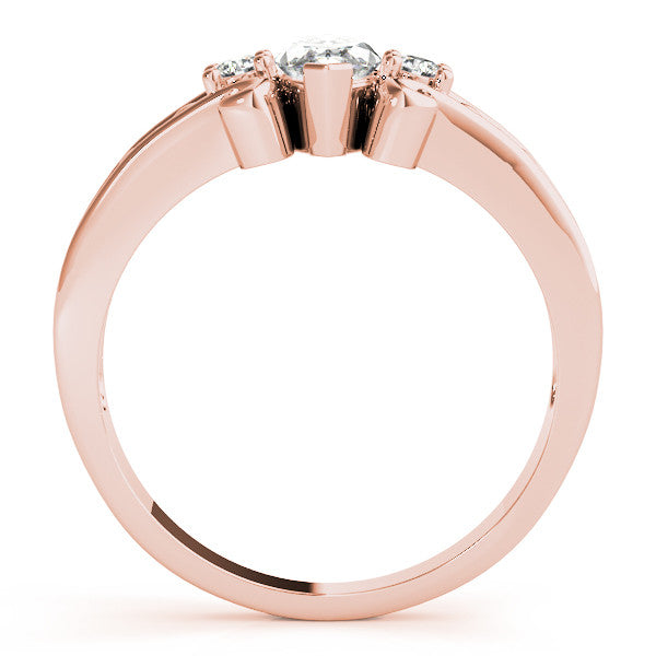 Rose gold Marquise Solitaire Twisted Band Scroll Prong Ring 2
