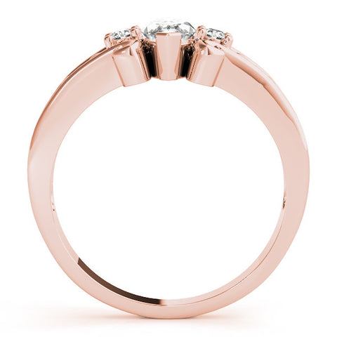 Rose gold Marquise Solitaire Twisted Band Scroll Prong Ring 2