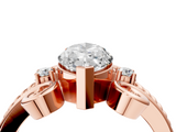 Rose gold Marquise Solitaire Twisted Band Scroll Prong Ring_11