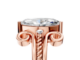 Rose gold Marquise Solitaire Twisted Band Scroll Prong Ring_12