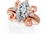 Rose gold Marquise Solitaire Twisted Band Scroll Prong Ring_8