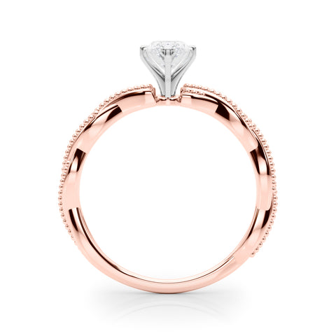 Rose gold Marquise Solitaire Twisted Band with Bead Prong Setting 2