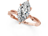 Rose gold Marquise Solitaire Twisted Band with Bead Prong Setting_304