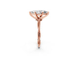 Rose gold Marquise Solitaire Twisted Band with Bead Prong Setting_305