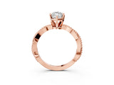 Rose gold Marquise Solitaire Twisted Band with Bead Prong Setting_306