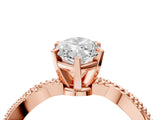 Rose gold Marquise Solitaire Twisted Band with Bead Prong Setting_307
