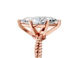 Rose gold Marquise Solitaire Twisted Band with Bead Prong Setting_308