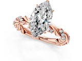Rose gold Marquise Solitaire Twisted Band with Pavé Accents and Four-Prong Setting_41