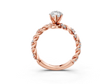 Rose gold Marquise Solitaire Twisted Band with Pavé Accents and Four-Prong Setting_43