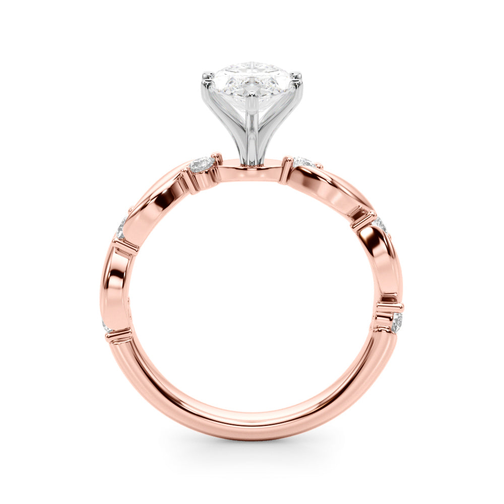 Rose gold Marquise Solitaire Twisted Band with Prong Setting 2