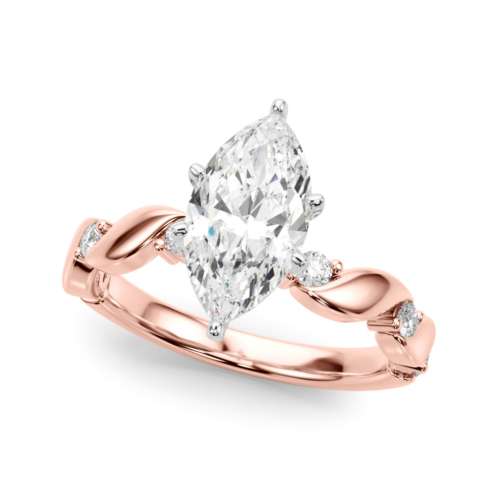 Rose gold Marquise Solitaire Twisted Band with Prong Setting