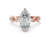Rose gold Marquise Solitaire Twisted Band with Prong Setting