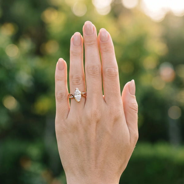 Rose gold Marquise Solitaire Twisted Band with Prong Setting
