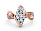 Rose gold Marquise Solitaire Twisted Band with Prong Setting_13