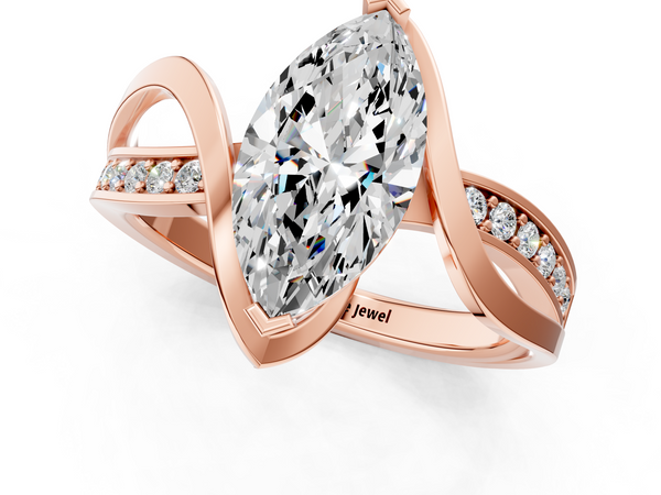 Rose gold Marquise Solitaire Twisted Band with Prong Setting