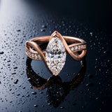 Rose gold Marquise Solitaire Twisted Band with Prong Setting_15