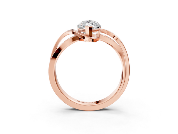 Rose gold Marquise Solitaire Twisted Band with Prong Setting