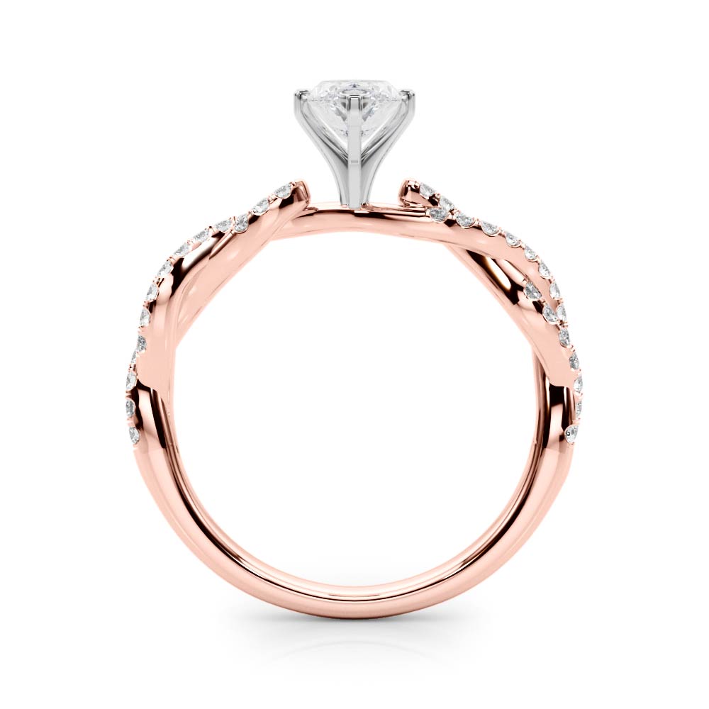 Rose gold Marquise Solitaire Twisted Pave Band with Four-Prong Setting 2