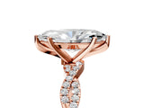 Rose gold Marquise Solitaire Twisted Pave Band with Four-Prong Setting_14