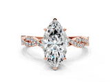 Rose gold Marquise Solitaire Twisted Pave Band with Four-Prong Setting_9