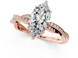 Rose gold Marquise Solitaire Twisted Pave Diamond Ring with Four-Prong Setting_115