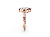 Rose gold Marquise Solitaire Twisted Pave Diamond Ring with Four-Prong Setting_116