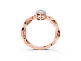 Rose gold Marquise Solitaire Twisted Pave Diamond Ring with Four-Prong Setting_117