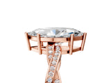 Rose gold Marquise Solitaire Twisted Pave Diamond Ring with Four-Prong Setting_119
