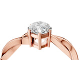 Rose gold Marquise Solitaire Twisted Pave Diamond Ring with Four-Prong Setting_16