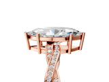 Rose gold Marquise Solitaire Twisted Pave Diamond Ring with Four-Prong Setting_17