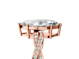 Rose gold Marquise Solitaire Twisted Pave Diamond Ring with Four-Prong Setting_18