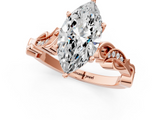 Rose gold Marquise Solitaire Vine Band with Milgrain Prong Setting_7