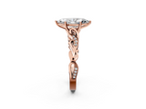 Rose gold Marquise Solitaire Vine Band with Milgrain Prong Setting_8