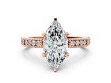 Rose gold Marquise Solitaire with Pavé Band and Four-Prong Setting_370