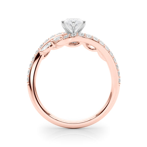 Rose gold Marquise Solitaire with Pavé Twist Band and Four-Prong Setting 2