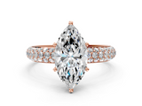 Rose gold Marquise Solitaire with Pave Band and Four-Prong Setting_8