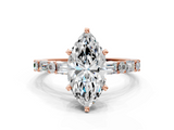 Rose gold Marquise Solitaire with Side Baguettes and Channel Set Band_24