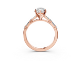 Rose gold Marquise Solitaire with Side Baguettes and Channel Set Band_27